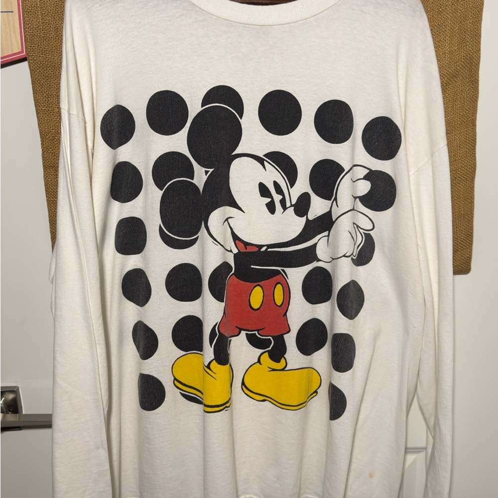 Vintage 90s MICKEY & CO Polkadot Graphic Long Sleeve Tee One Size Fits Most